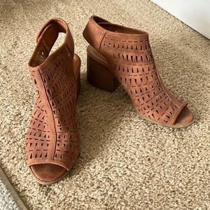 Qupid Open Toe Suede Bootie